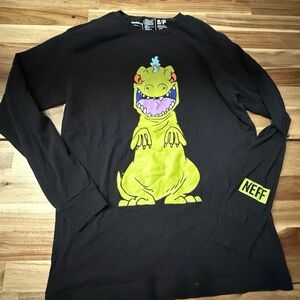 Neff Black Long Sleeve with Cartoon‎ Dinosaur